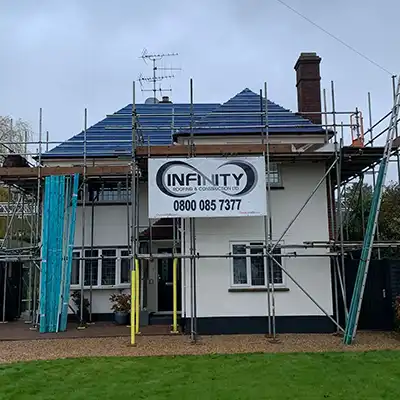scaffolding with sign