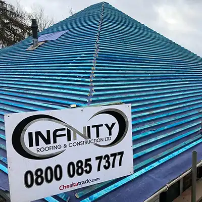 roof with compmnay logo