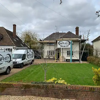 house with vans outside
